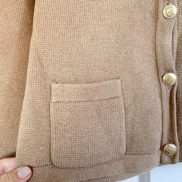 J. Crew Emilie Sweater Cardigan in Camel 100% Cotton - Size M - Picture 4 of 4